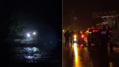 İstanbul Pendik’te sağanak yağışın ardından taşan derede kontrolden çıkan bir
