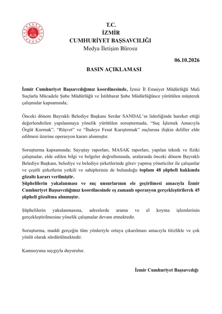 Bayraklı Belediyesi'ne operasyon